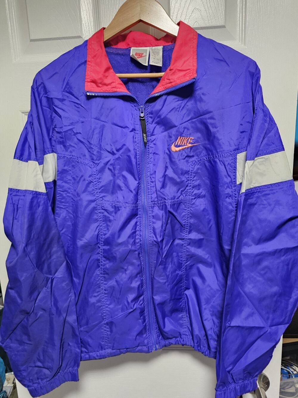 Nike Track Jacket Mens L Purple Vintage 90s Embroidered Windbreaker Vented